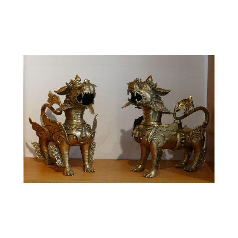 Pair of Lion Temple Protectors