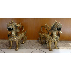 Pair of Lion Temple Protectors
