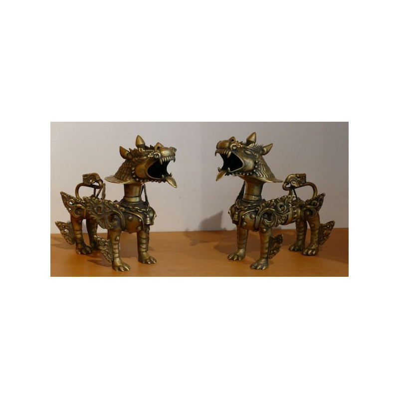 Pair of Lion Temple Protectors