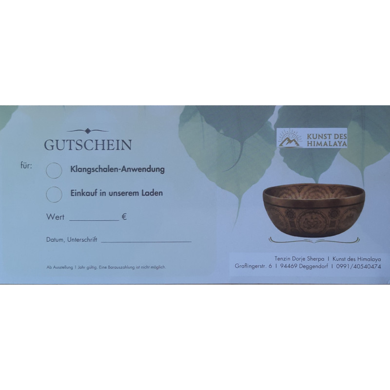 Gutschein für Klangschalen Anwendung